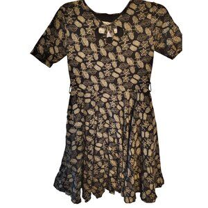 Effie's Heart Black and Gold Floral Mini Dress